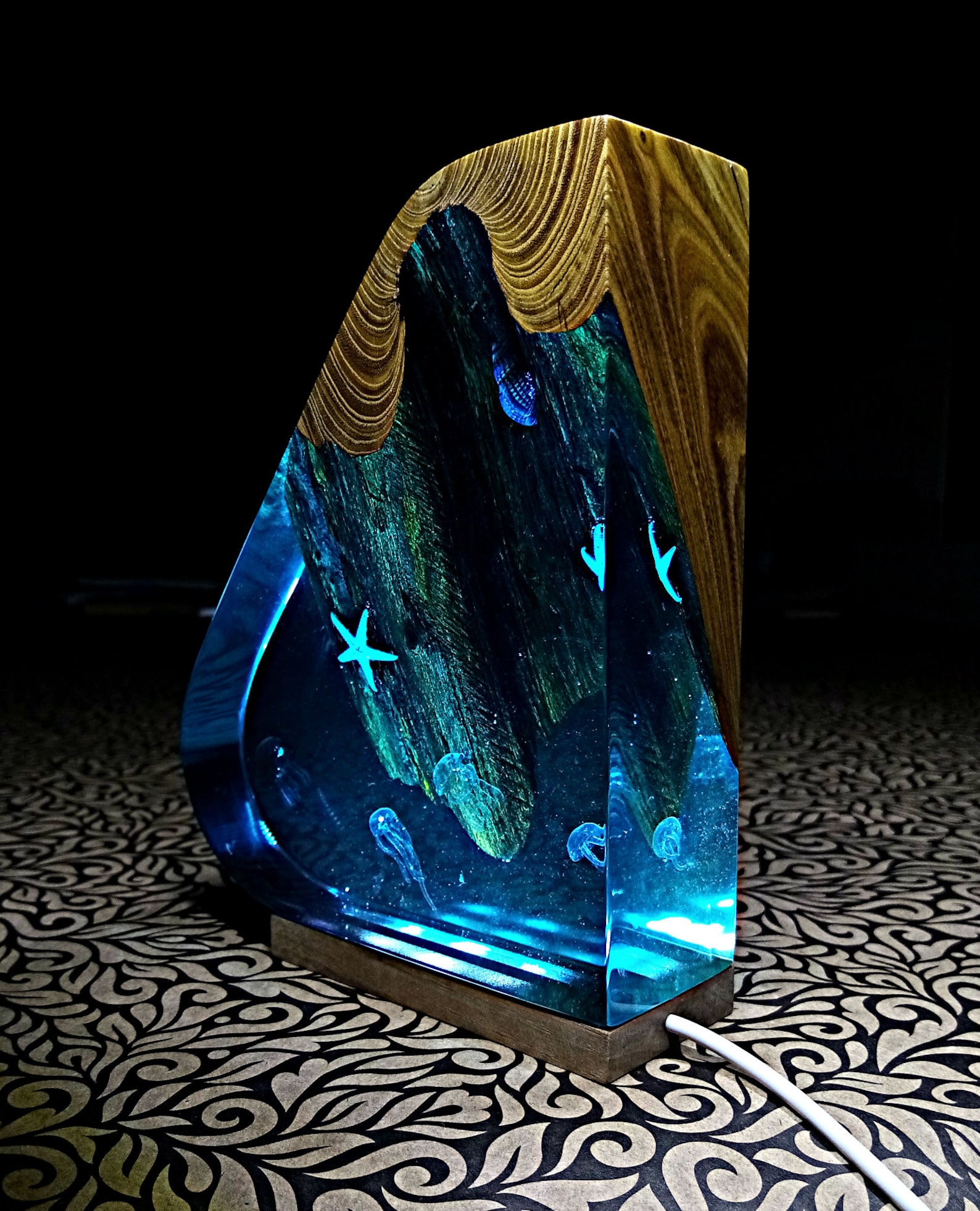 Epoxy Lamp Resin lamp Night light Night lamp Wooden lamp Etsy