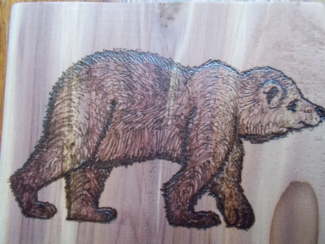 Handmade Cedar Brown Bear WoodBurning Decoration Pyrography Etsy