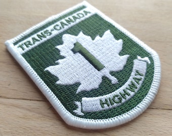 Trans-Canada Road Sign Iron on patch for backpack, jacket, or vest.