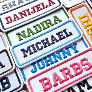 Personalisiertes gesticktes Eisen auf Namensschild  Für Rucksack, Laptoptasche, Weste, oder Jacke