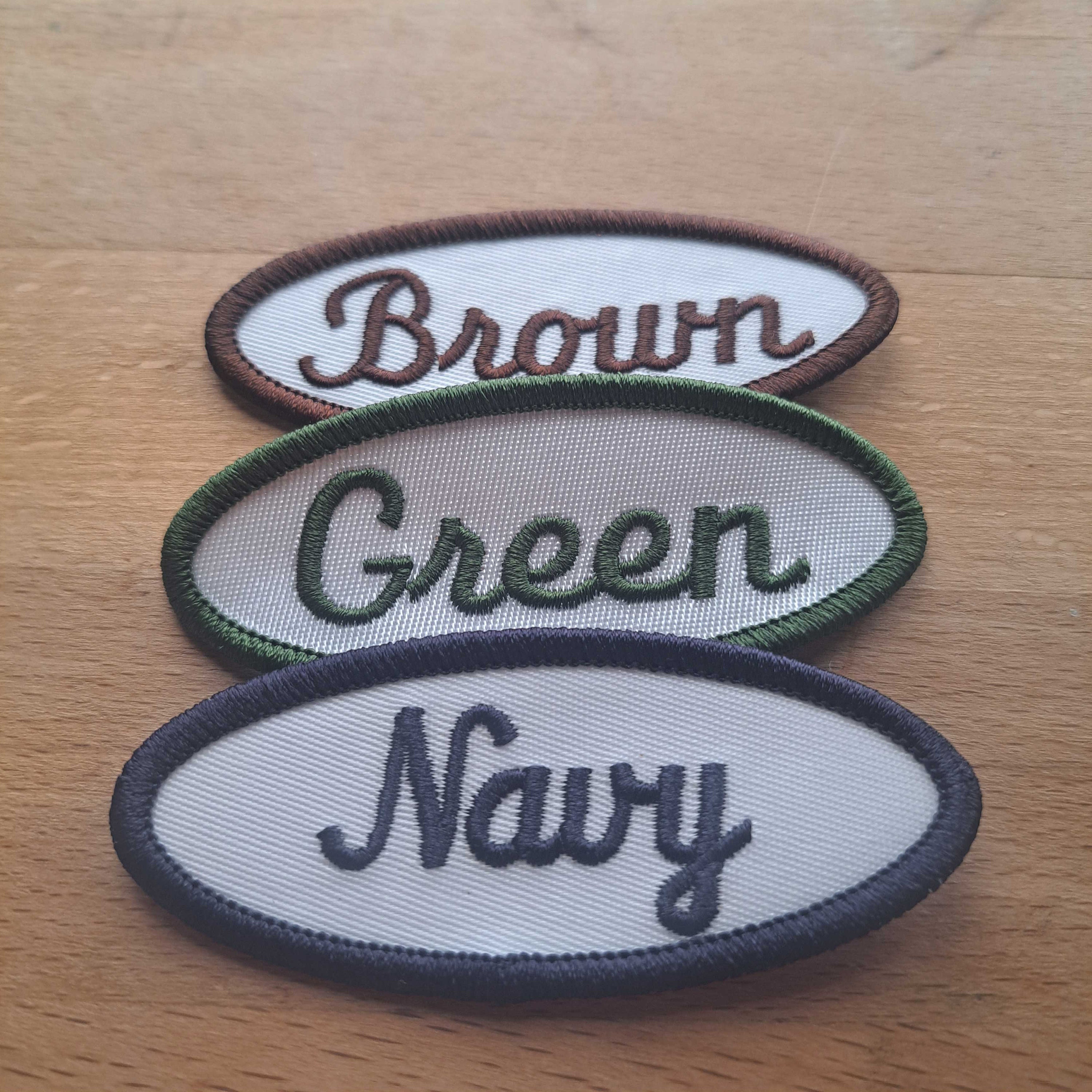 Custom vintage-styled iron-on name tag patch.   For your uniform, shirt, apron, coveralls, backpack, jacket, vest or dog harness