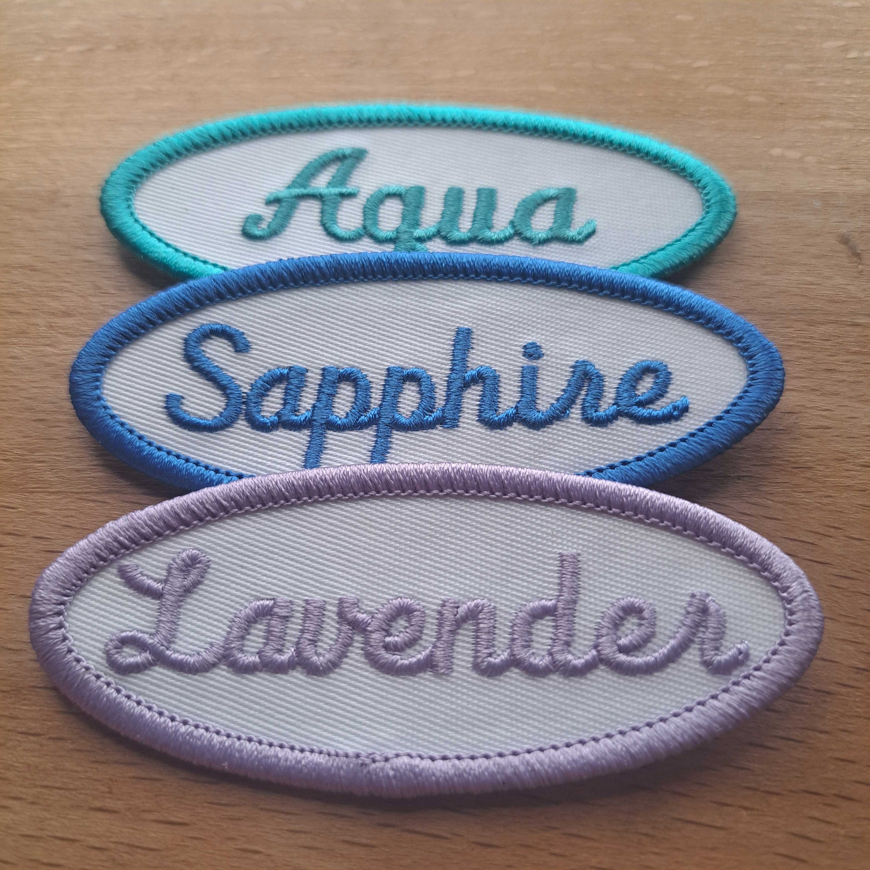 Custom vintage-styled iron-on name tag patch.   For your uniform, shirt, apron, coveralls, backpack, jacket, vest or dog harness