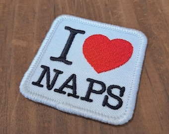 I Heart Naps - Embroidered Iron-on Patch