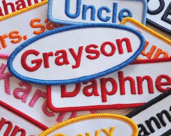 Tipografía de bloque - Parche con etiqueta de nombre personalizada. Para tu uniforme, chaqueta, mochila o arnés para perros.