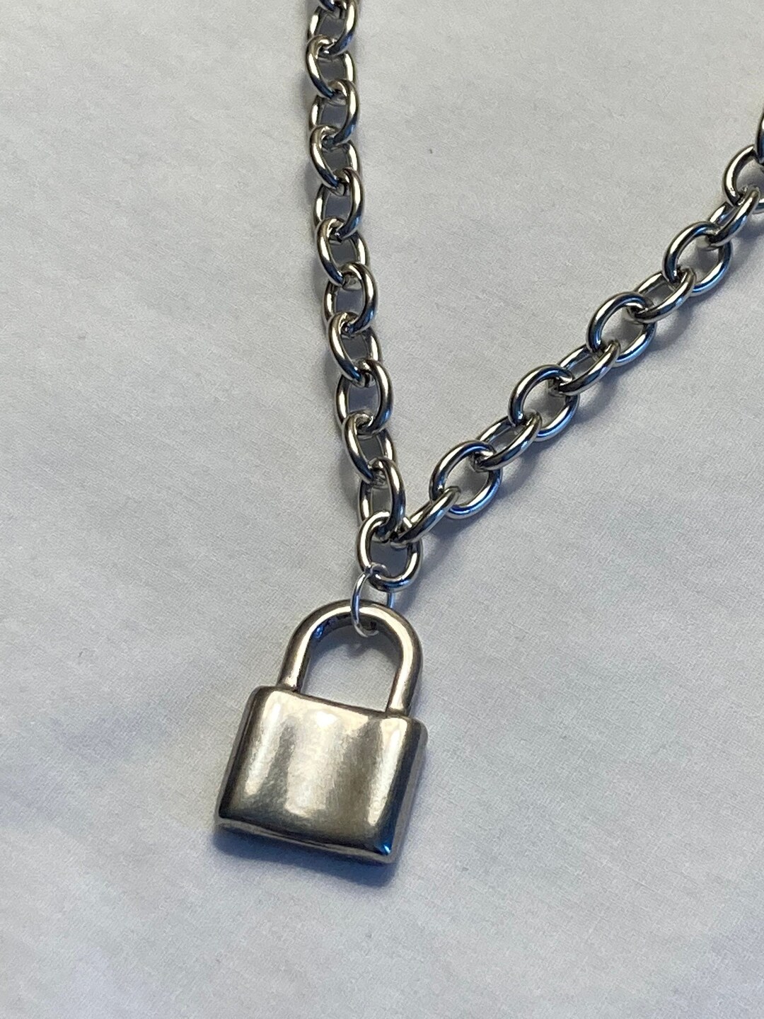 Silver Lock Necklace - Etsy