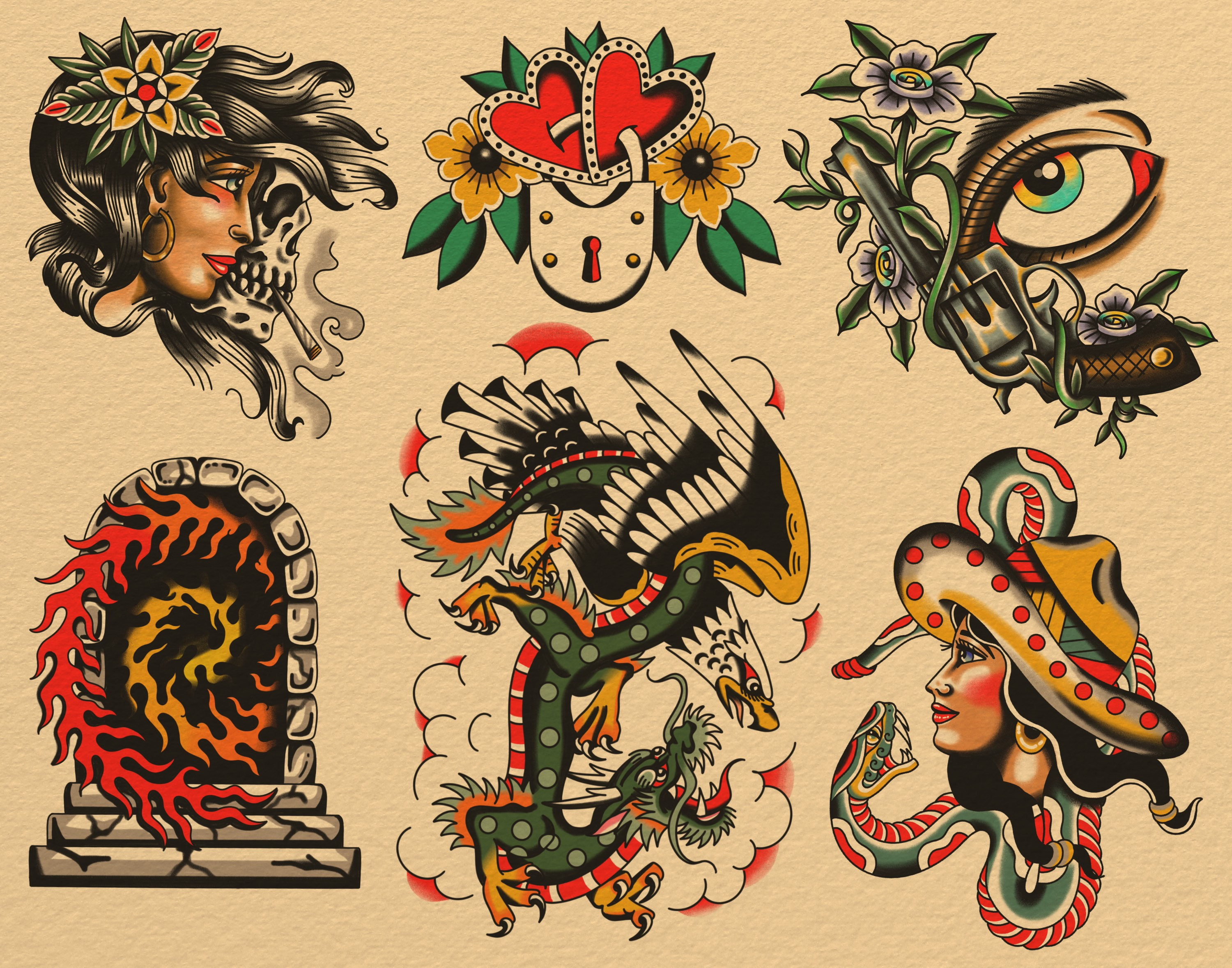 Traditional Tattoo Flash Art Orangetattooshop
