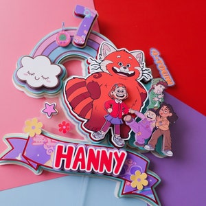 Turning Red cake topper. Turning Red party decorations. Turning Red party supplies. Red Panda Birthday party.
