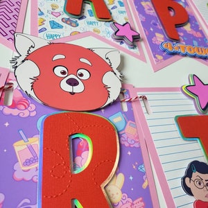 Turning Red Happy Birthday Banner. Turning Red Cake Topper. Red Panda Party Decorations. Red ...