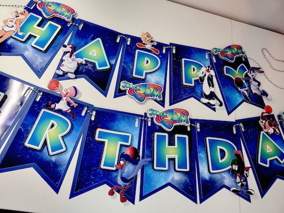 Space Jam Happy Birthday Banner. Space Jam Party Decorations. Space Jam Party Supplies.
