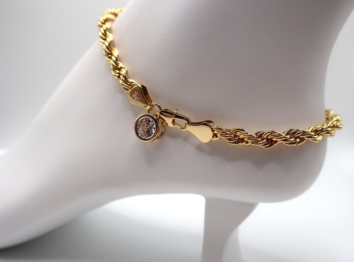 Cubic Zirconia 5mm Rope Chain Anklet Twist Chain Anklet Etsy UK