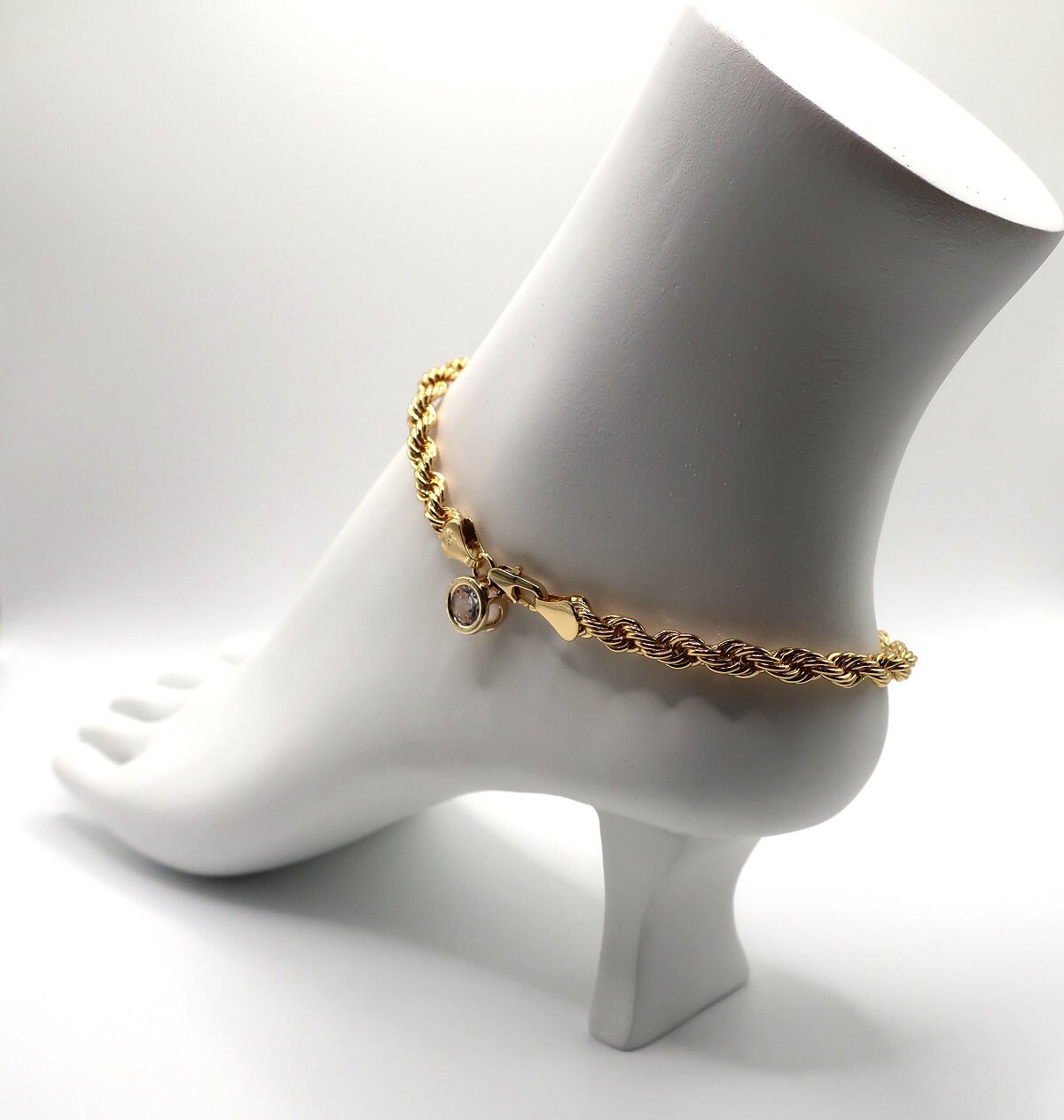 Cubic Zirconia 5mm Rope Chain Anklet Twist Chain Anklet Etsy UK