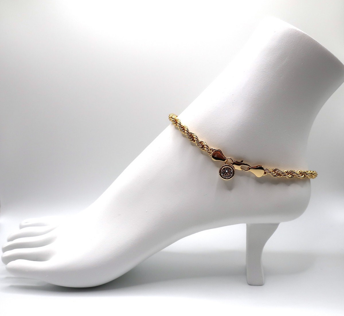 Cubic Zirconia 5mm Rope Chain Anklet Twist Chain Anklet Etsy UK