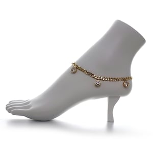 5mm Italian Concave Cuban Link Chain Anklet Cubic Ankle Bracelet 14K Gold Plated