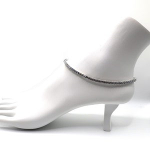 3mm 11&quot; Cubic Zirconia Tennis Chain Anklet CZ Ankle Bracelet White Gold Plated