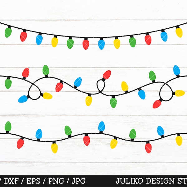 Christmas Lights SVG, Repeating Christmas Light String SVG, Christmas Lights sublimation png, Christmas Lights cut file Cricut Silhouette