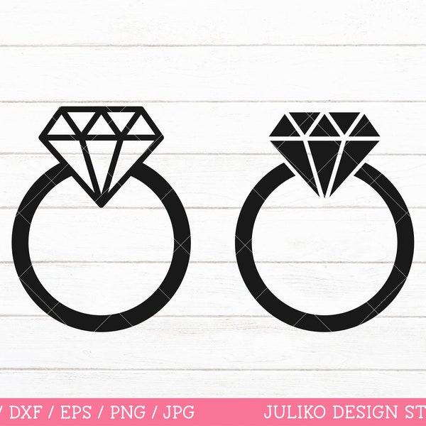 Gold Diamond Ring SVG, Engagement Ring SVG, Ring cut cutting file for Cricut Cameo Silhouette, Wedding ring svg print and cut png dxf eps