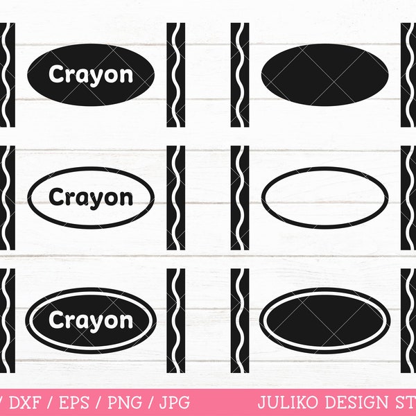 Crayon label SVG, Crayon wrapper SVG, Crayons SVG, Crayon label cut file, Crayon bundle cutting file for Cricut Silhouette png jpg dxf eps