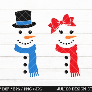Snowman face bundle SVG, Snowman Boy and Girl with scarf bow SVG, Christmas shirt sublimation png cut cutting file for Cricut Silhouette
