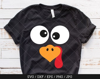 Turkey face SVG, Turkey Trot shirt SVG, Gobble SVG, Thanksgiving sublimation png, Funny turkey face cut cutting file for Cricut Silhouette