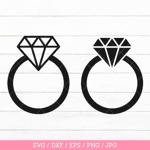 Bague diamant or SVG, SVG de bague de fiançailles, bague coupe fichier de coupe pour Cricut Cameo Silhouette, bague de mariage svg impression et coupe png dxf eps