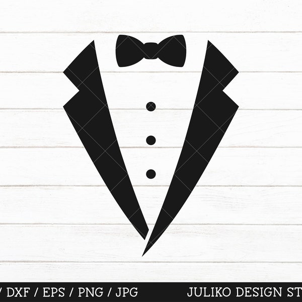 Tuxedo shirt SVG, Suit wedding SVG, Bow tie SVG, Gentleman smoking jacket svg, Tuxedo cut file for Cameo and Cricut, print and cut png dxf