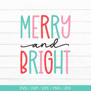 Joyeux et lumineux SVG, png sublimation joyeux et lumineux, SVG de Noël à la ferme, joyeux et lumineux coupe fichier de coupe pour Cricut et Silhouette