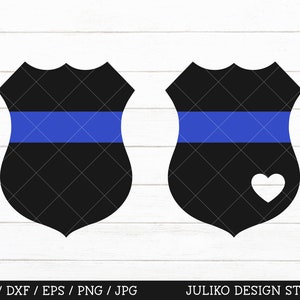 Police badge SVG, Thin Blue Line SVG, Police badge with heart cut file, Police badge cutting file for Cricut Silhouette clipart png dxf eps