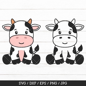 かわいい牛のSVG、子牛のレイヤーSVG、牛のクリップアートpng、ファームハウスの動物バンドルSVG、CricutとSilhouette用のカットファイル、すぐにダウンロード