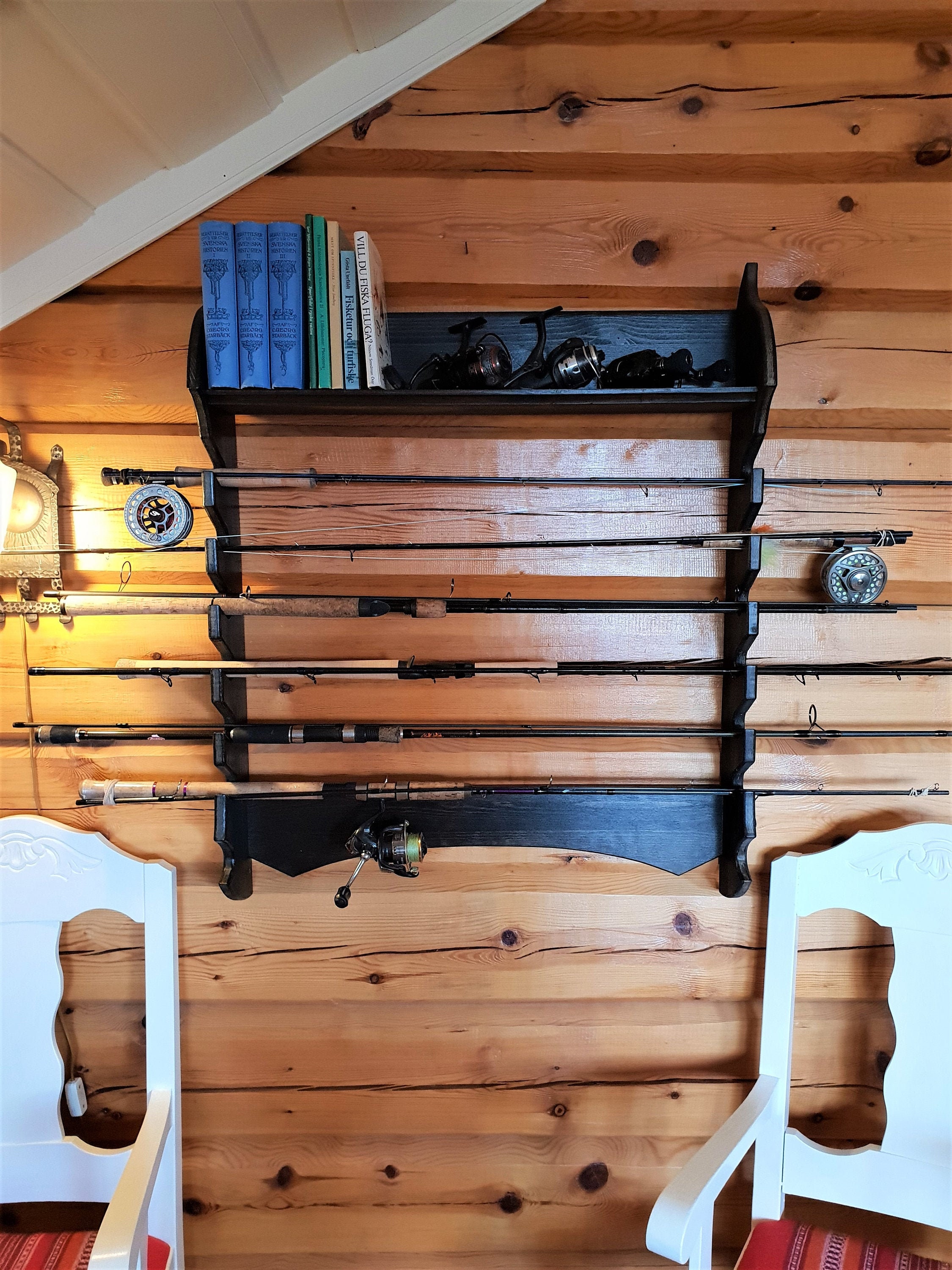 Soporte de caña de pescar montado en la pared 6 varillas | Etsy