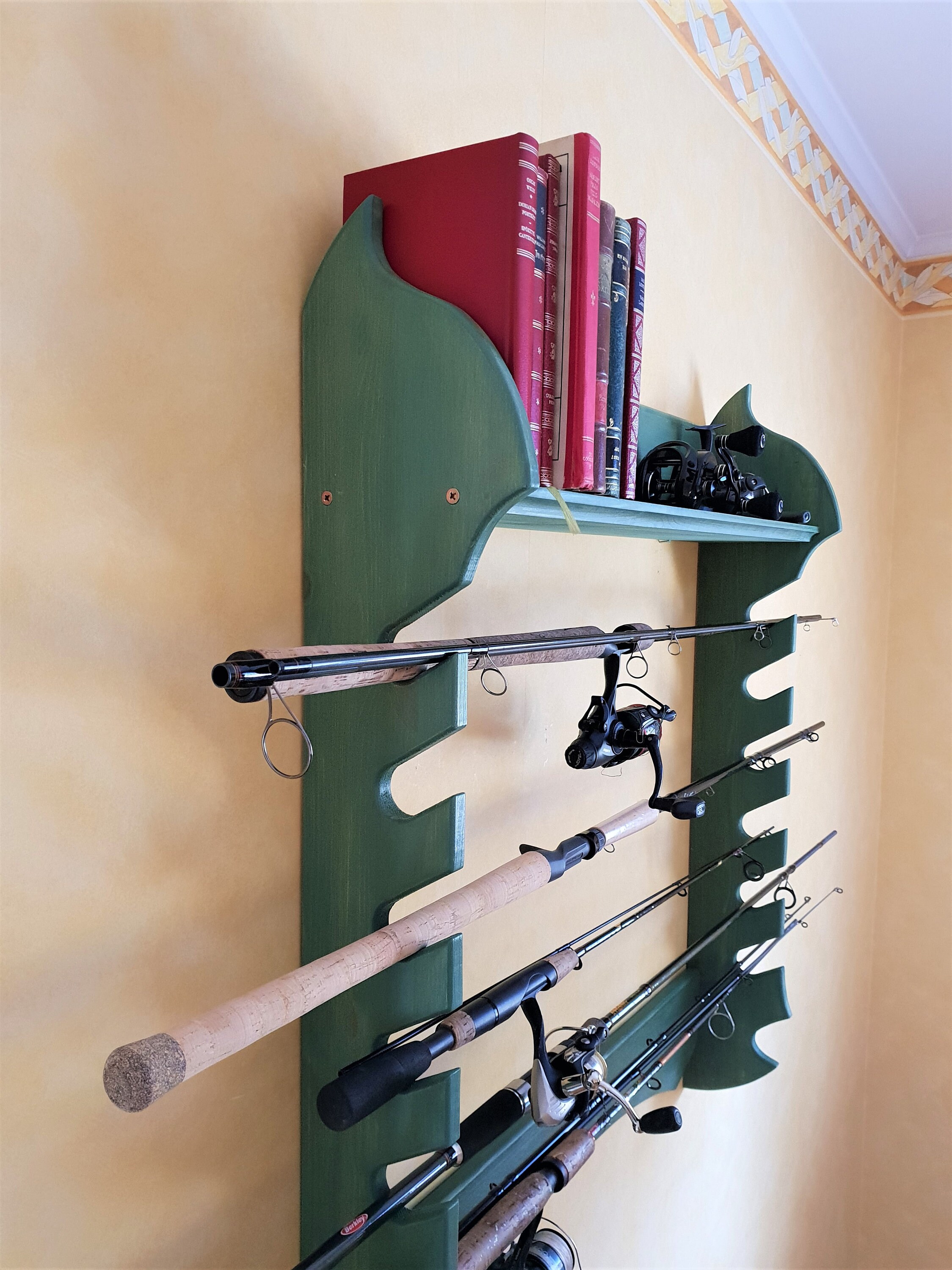 Soporte Para Cañas De Pescar Soporte de caña de pescar montado en la pared 6 varillas | Etsy