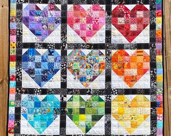 Scrappy heart lap quilt