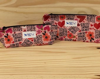 Bless Your Heart pencil pouches