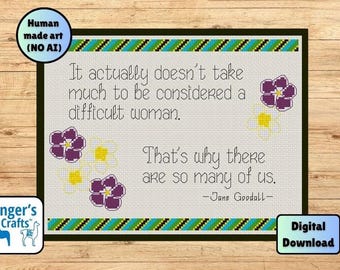 Jane Goodall - Difficult Woman Cross Stitch Pattern