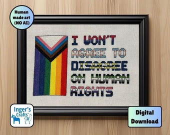 Human Rights Pride Cross Stitch Pattern - Progress Flag only