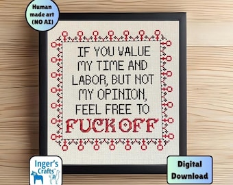If you value my time cross stitch pattern