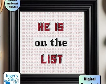 He is On the List Cross Stitch Pattern