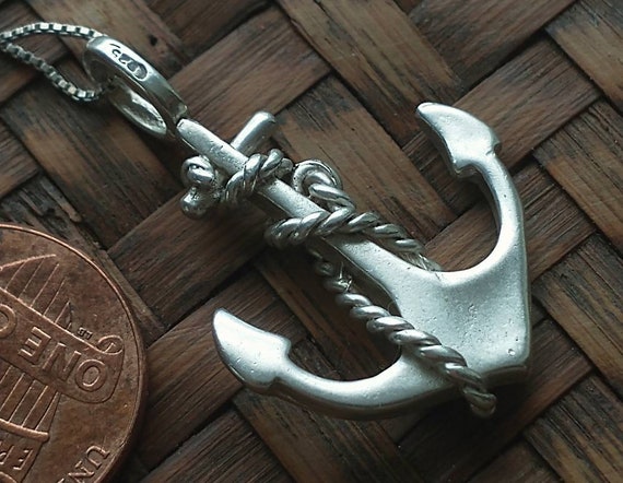 Anchor Pendant Necklace Sterling Silver, Vintage … - image 9