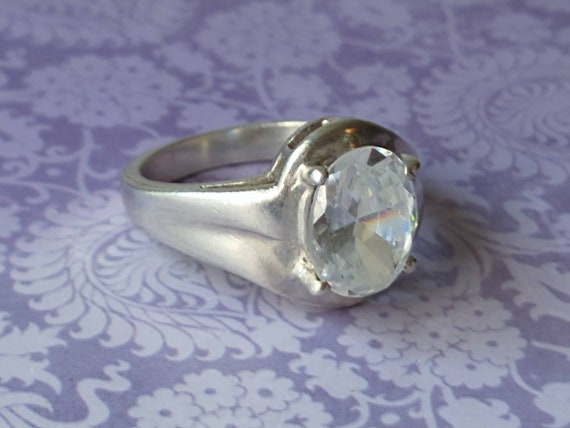 Vintage Sterling Silver Fashion Ring, Sparkling R… - image 5