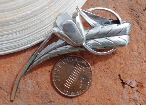 Tulip Brooch, Jewelart Mid Century Sterling Silve… - image 8