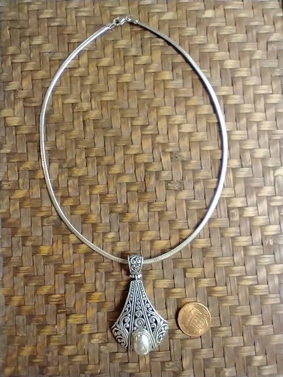 Sterling Silver Pendant Necklace, Vintage Intrica… - image 9