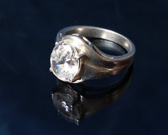 Vintage Sterling Silver Fashion Ring, Sparkling R… - image 3