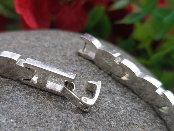 Vintage Solid Sterling Silver Chevron Link Bracel… - image 14