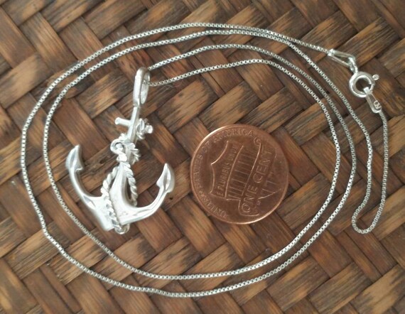 Anchor Pendant Necklace Sterling Silver, Vintage … - image 10