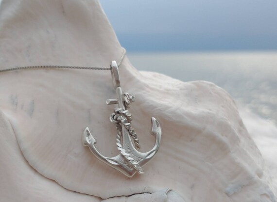 Anchor Pendant Necklace Sterling Silver, Vintage … - image 6