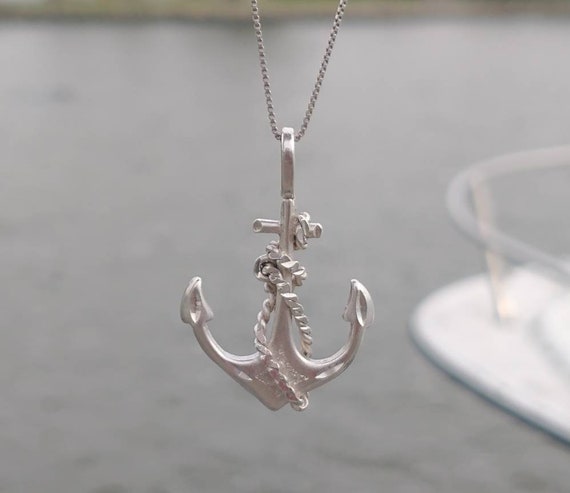 Anchor Pendant Necklace Sterling Silver, Vintage … - image 3
