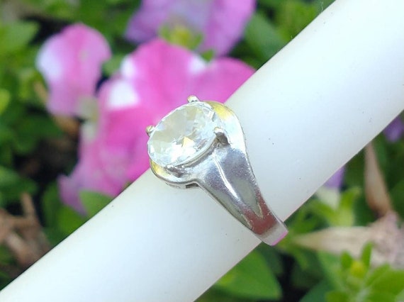 Vintage Sterling Silver Fashion Ring, Sparkling R… - image 1