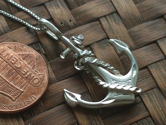 Anchor Pendant Necklace Sterling Silver, Vintage … - image 8