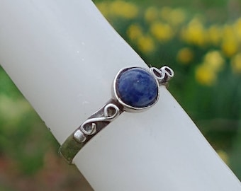 Vintage Mexican Sterling Silver Sodalite Ring, Delicate Ring, Size 6.25