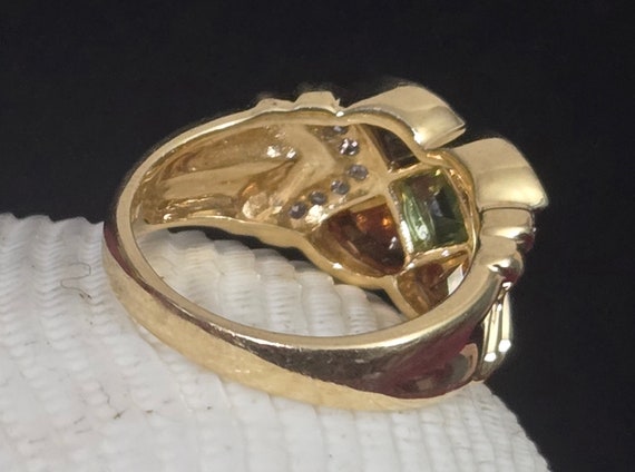 14k Gold Ring with Citrine, Peridot, and Diamonds… - image 7
