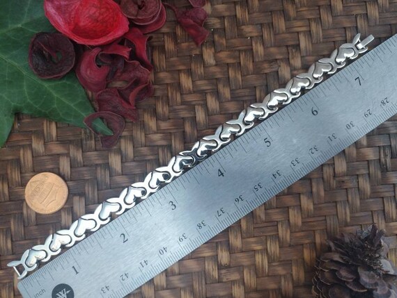Sterling Silver Heart Bracelet, Vintage Sterling … - image 10
